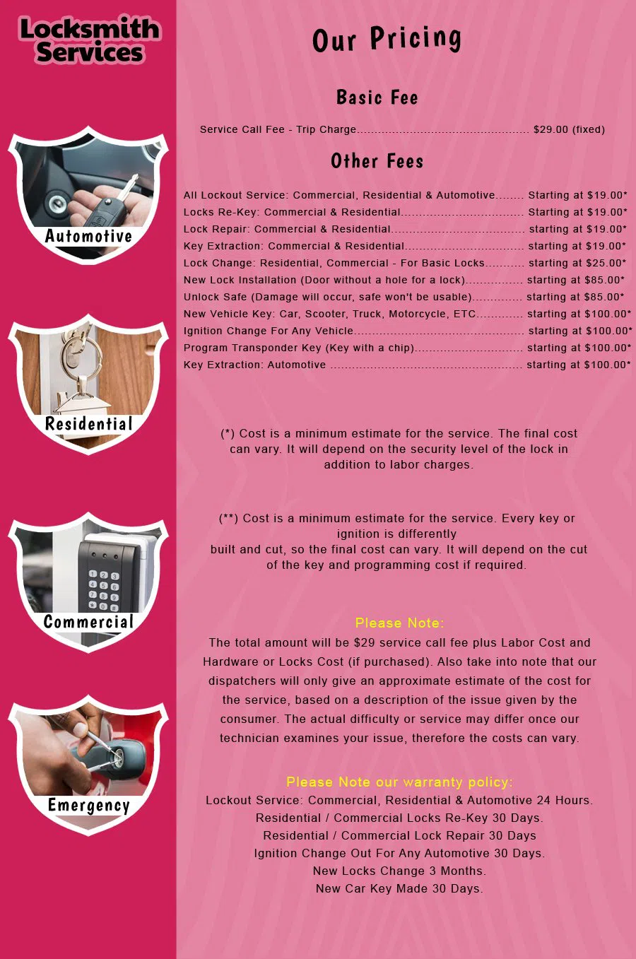 Morris Plains NJ Locksmith Store Morris Plains, NJ 973-922-1173 - price-list-c-18